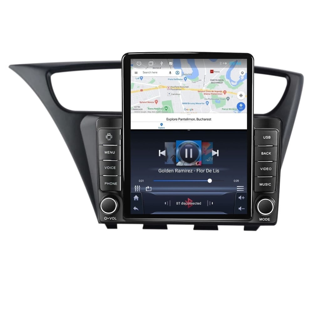 Navigatie dedicata cu Android Honda Civic IX Hatchback 2011 - 2015, 2GB RAM, Radio GPS Dual Zone, Touchscreen IPS 9.7