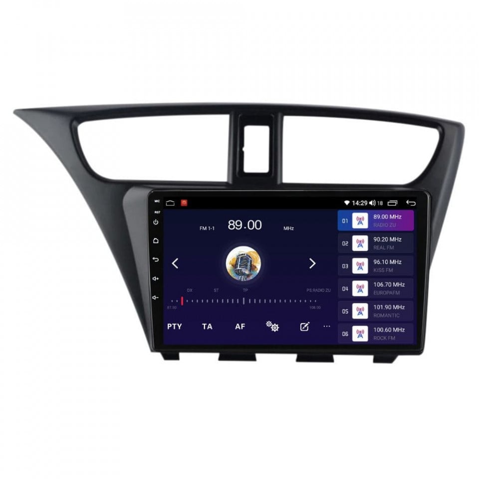 Navigatie dedicata cu Android Honda Civic IX Hatchback 2011 - 2015, 4GB RAM, Radio GPS Dual Zone, Display HD QLED 9