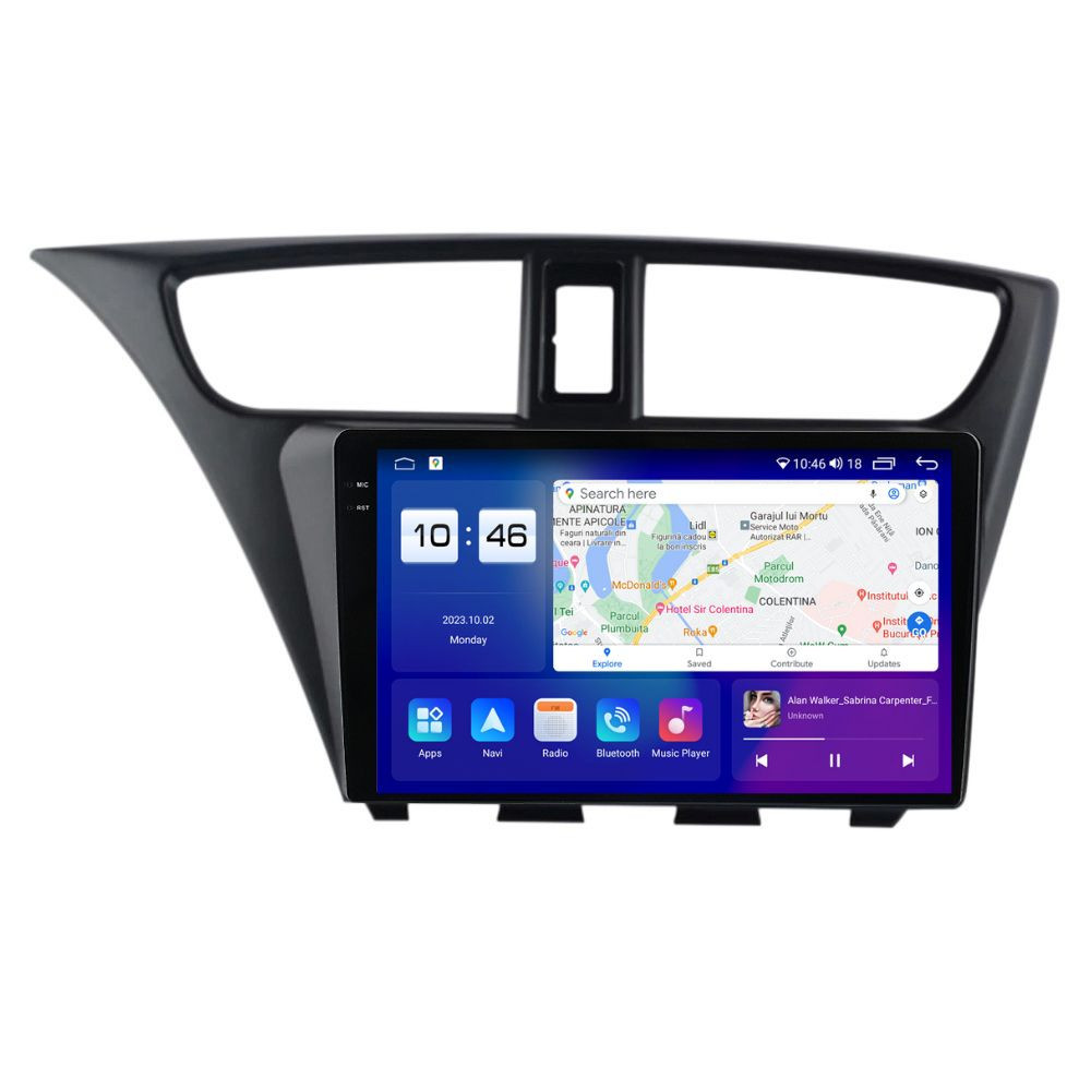 Navigatie dedicata cu Android Honda Civic IX Hatchback 2011 - 2015, 8GB RAM, Radio GPS Dual Zone, Display 2K QLED 9.5