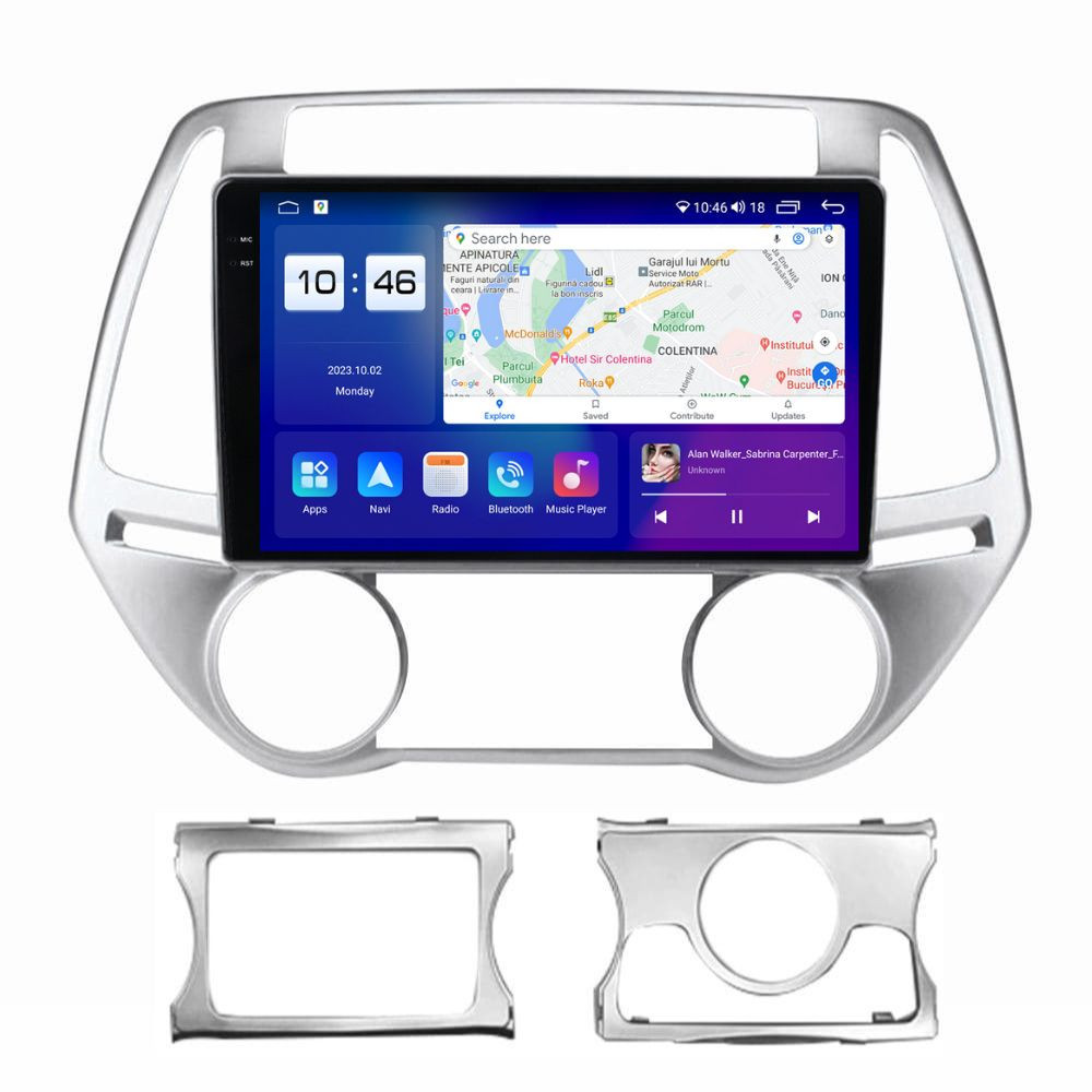 Navigatie dedicata cu Android Hyundai i20 2012 - 2014, 4GB RAM, Radio GPS Dual Zone, Display 2K QLED 9.5