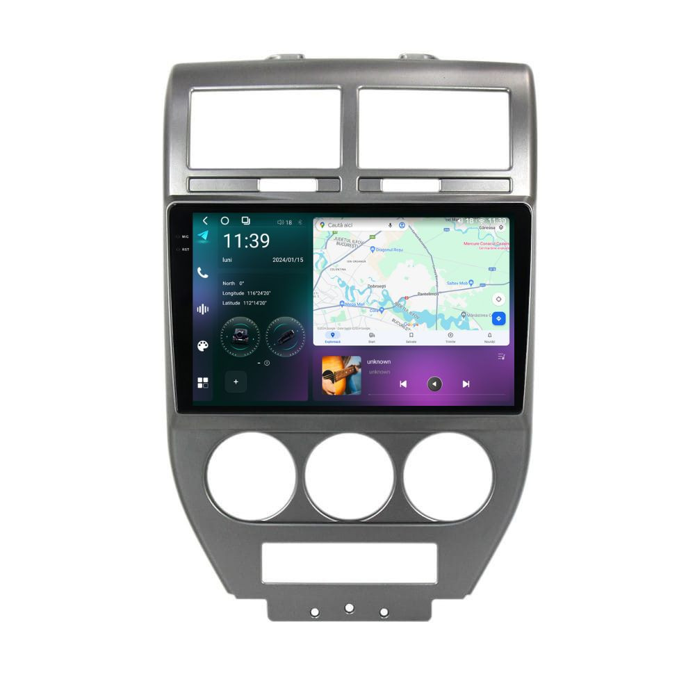 Navigatie dedicata cu Android Jeep Compass I 2006 - 2010, 12GB RAM, Radio GPS Dual Zone, Display 2K QLED 10.36