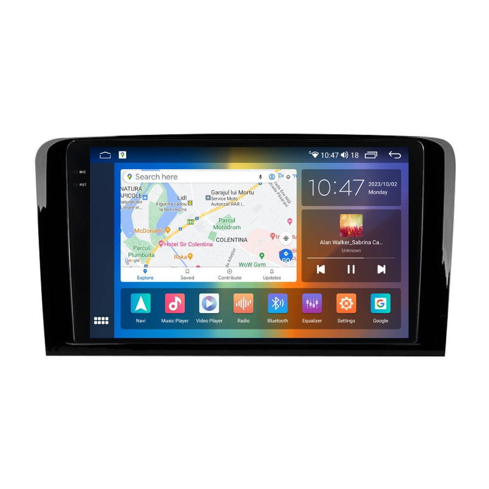 Navigatie dedicata cu Android Mercedes M-Class ML W164 2005 - 2012, 8GB RAM, Radio GPS Dual Zone, Display 2K QLED 9.5