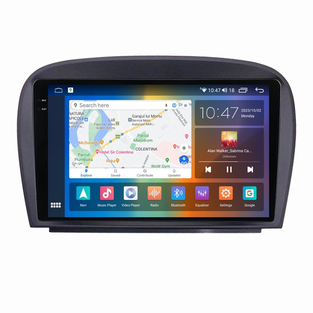 Navigatie dedicata cu Android Mercedes SL R230 2001 - 2012, 4GB RAM, Radio GPS Dual Zone, Display 2K QLED 9.5