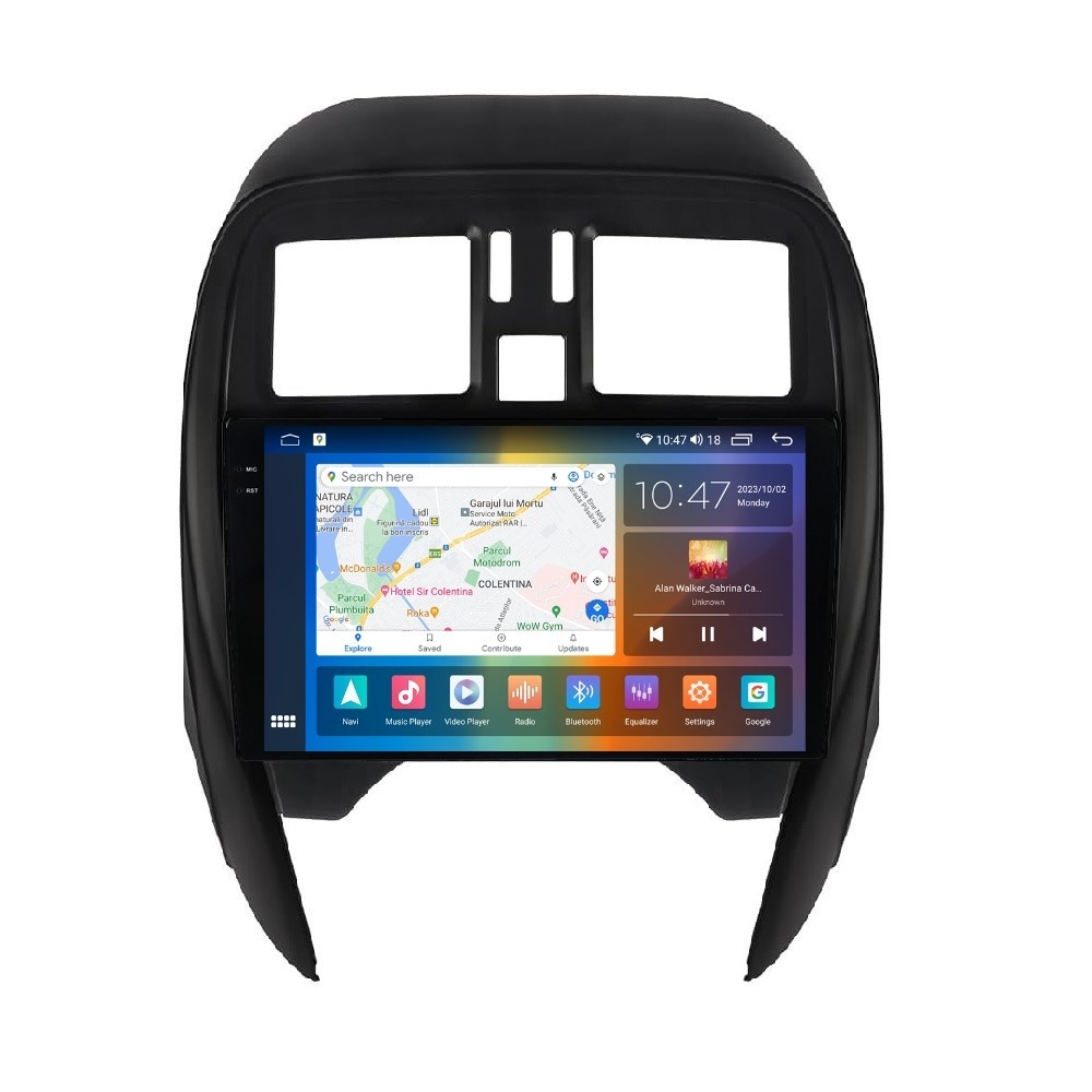 Navigatie dedicata cu Android Nissan Micra IV 2014 - 2017, 4GB RAM, Radio GPS Dual Zone, Display 2K QLED 9.5