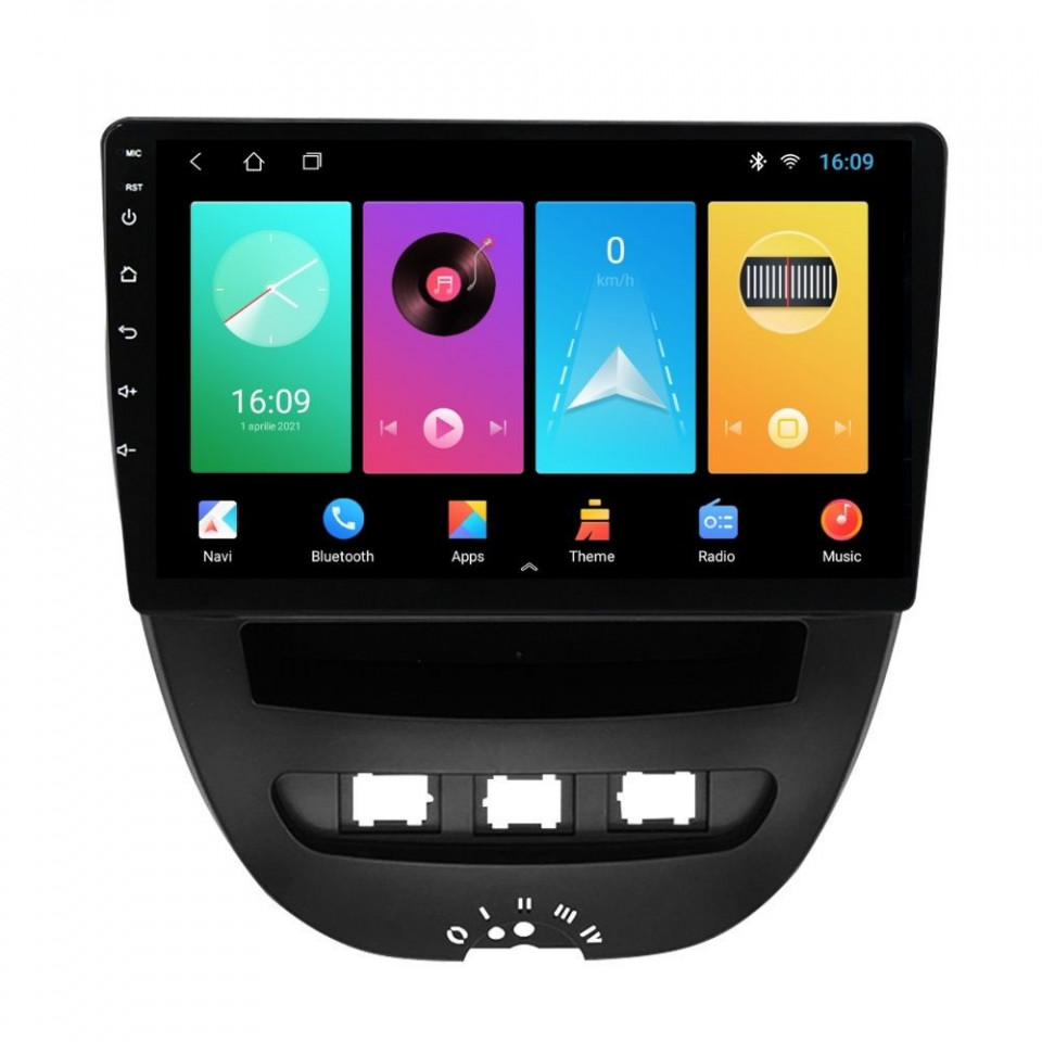 Navigatie dedicata cu Android Peugeot 107 2005 - 2014, 2GB RAM, Radio GPS Dual Zone, Display HD IPS 10