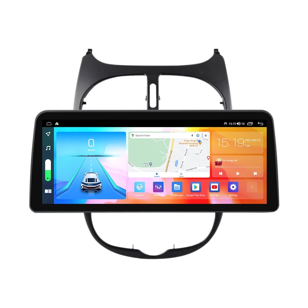 Navigatie dedicata cu Android Peugeot 206 1998 - 2009, 4GB RAM, Radio GPS Dual Zone, Display QLED 12.3