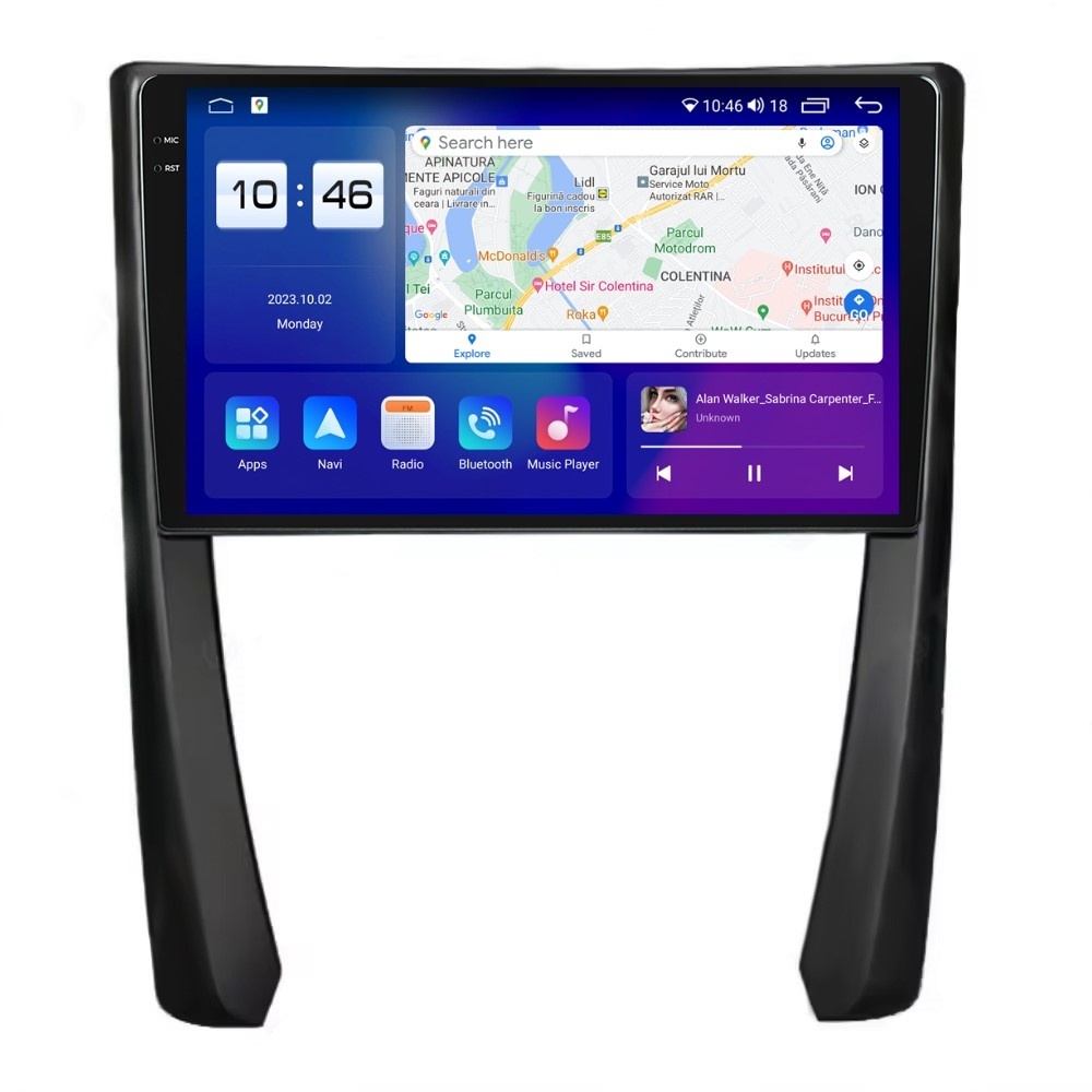 Navigatie dedicata cu Android Porsche 911 2009 - 2013, 4GB RAM, Radio GPS Dual Zone, Display 2K QLED 9.5