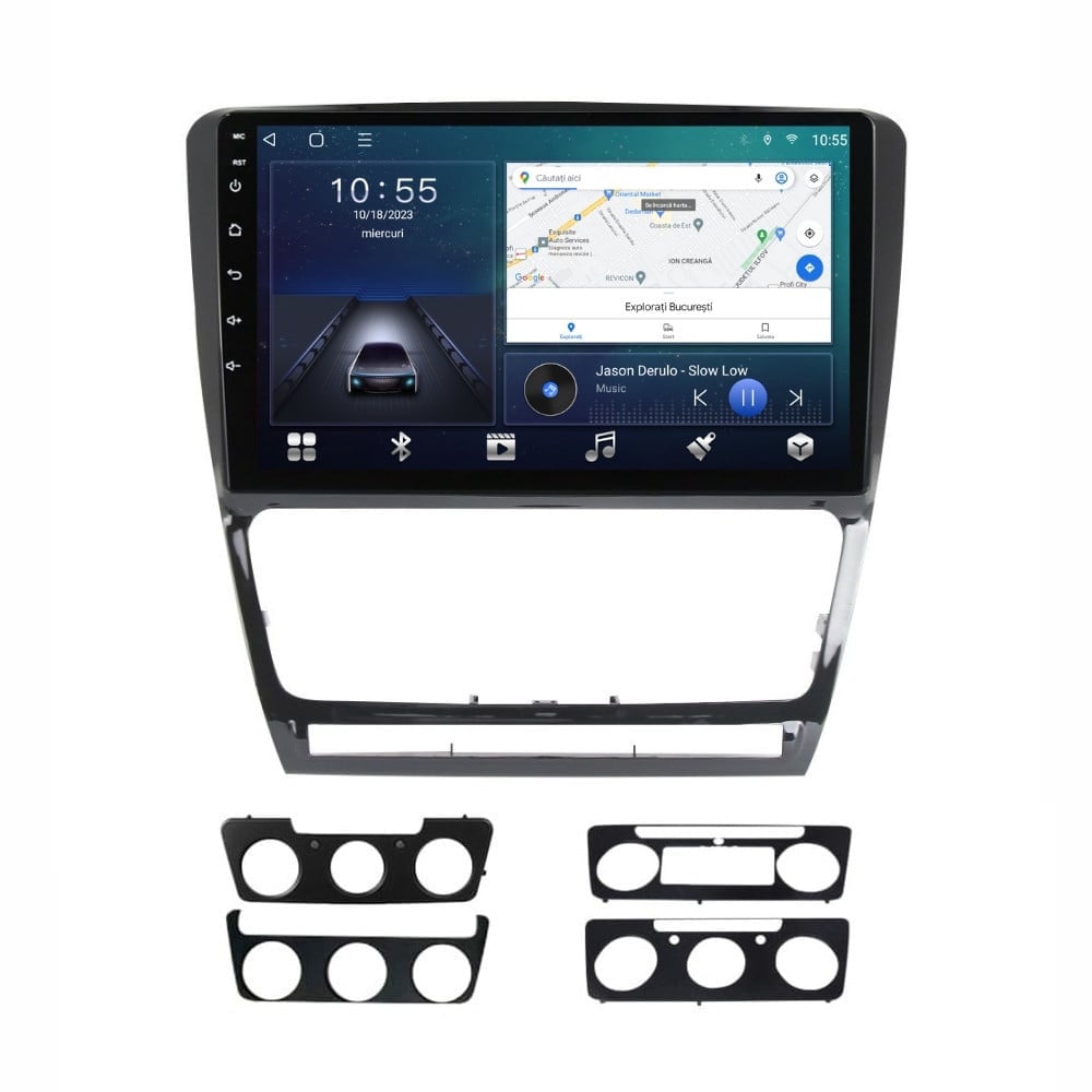 Navigatie dedicata cu Android Skoda Octavia II 2009 - 2013, negru, 3GB RAM, Radio GPS Dual Zone, Display HD QLED 10