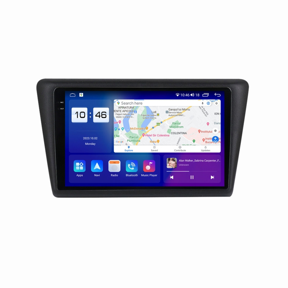 Navigatie dedicata cu Android Skoda Rapid 2011 - 2019, 4GB RAM, Radio GPS Dual Zone, Display 2K QLED 9.5