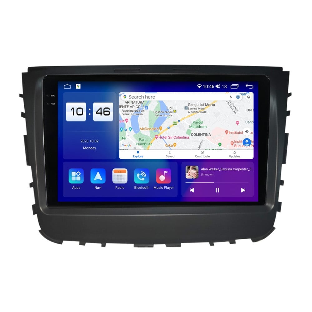 Navigatie dedicata cu Android Ssangyong Musso dupa 2018, 8GB RAM, Radio GPS Dual Zone, Display 2K QLED 9.5