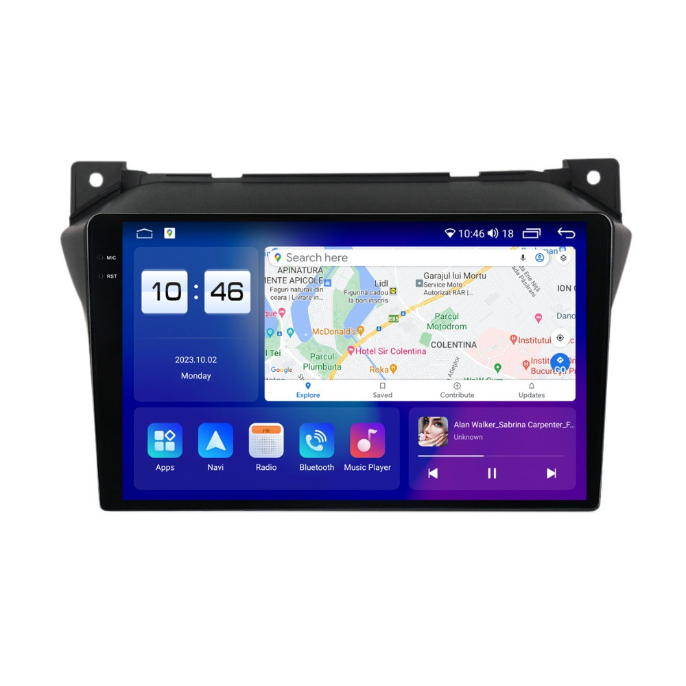 Navigatie dedicata cu Android Suzuki Alto VII 2009 - 2016, 4GB RAM, Radio GPS Dual Zone, Display 2K QLED 9.5