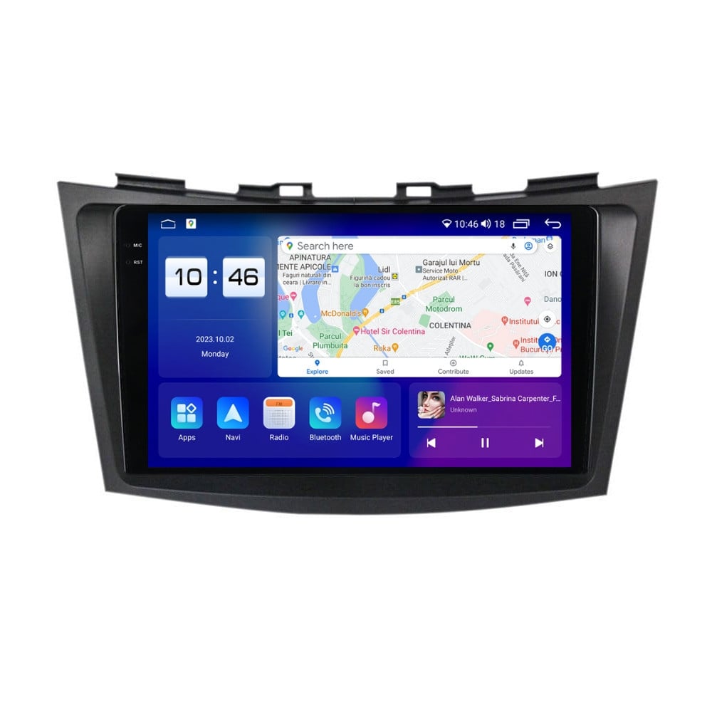 Navigatie dedicata cu Android Suzuki Swift IV 2010 - 2017, 8GB RAM, Radio GPS Dual Zone, Display 2K QLED 9.5