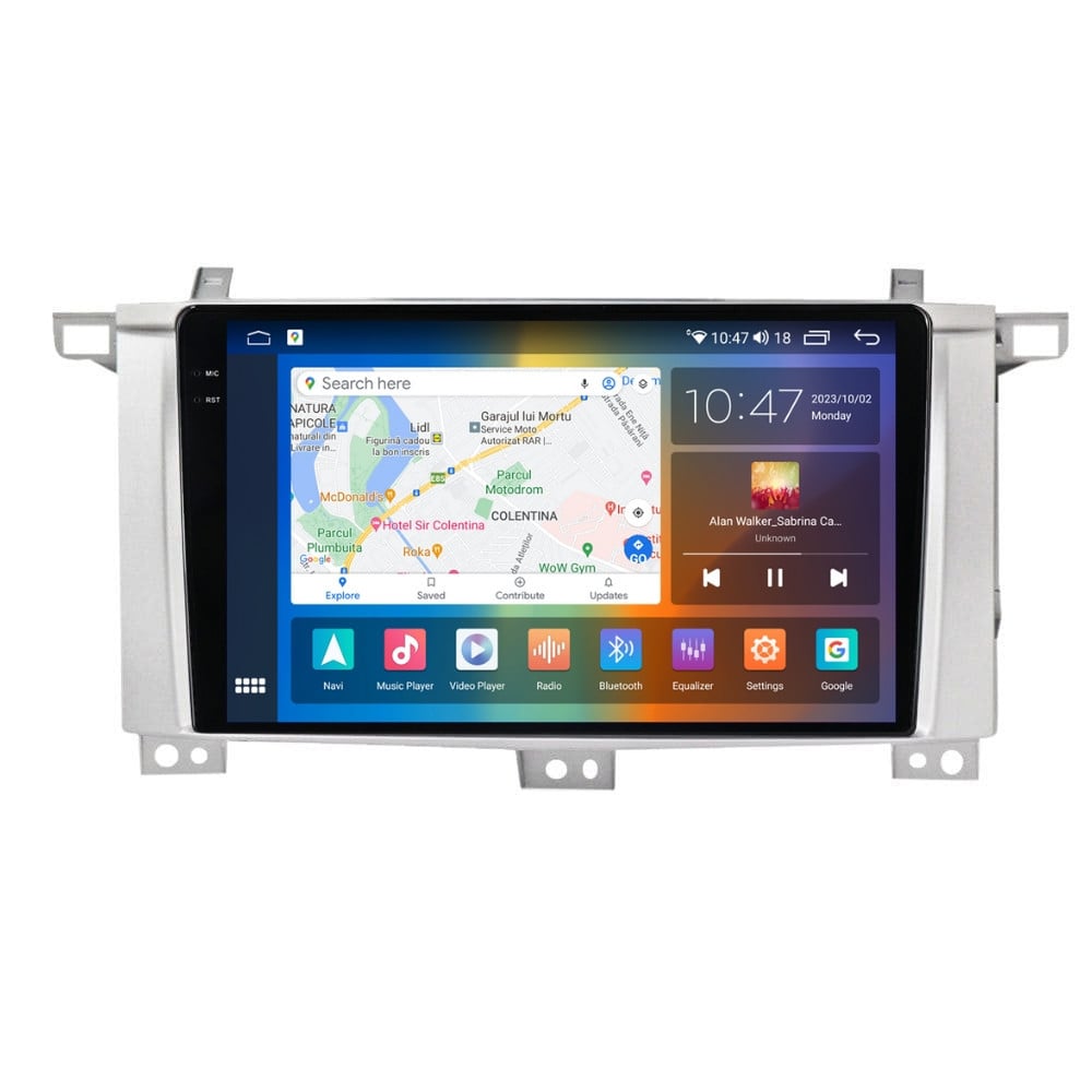 Navigatie dedicata cu Android Toyota Land Cruiser J100 2002 - 2008, 4GB RAM, Radio GPS Dual Zone, Display 2K QLED 9.5