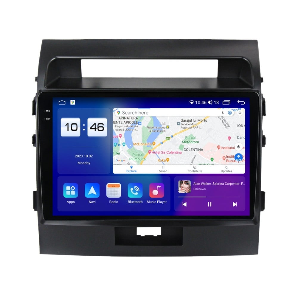 Navigatie dedicata cu Android Toyota Land Cruiser J200 2008 - 2015, 4GB RAM, Radio GPS Dual Zone, Display 2K QLED 10.36