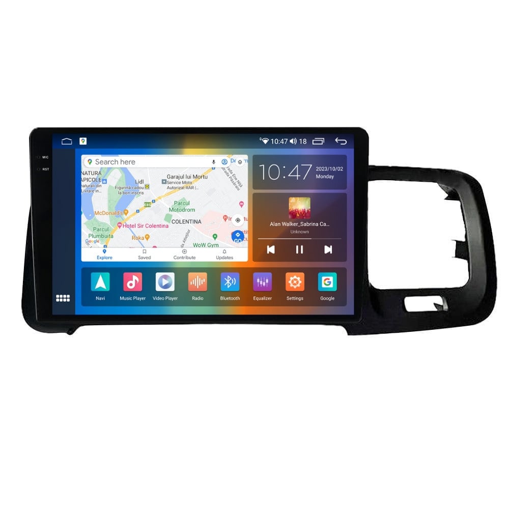 Navigatie dedicata cu Android Volvo S60 II / V60 I 2010 - 2014, 4GB RAM, Radio GPS Dual Zone, Display 2K QLED 9.5