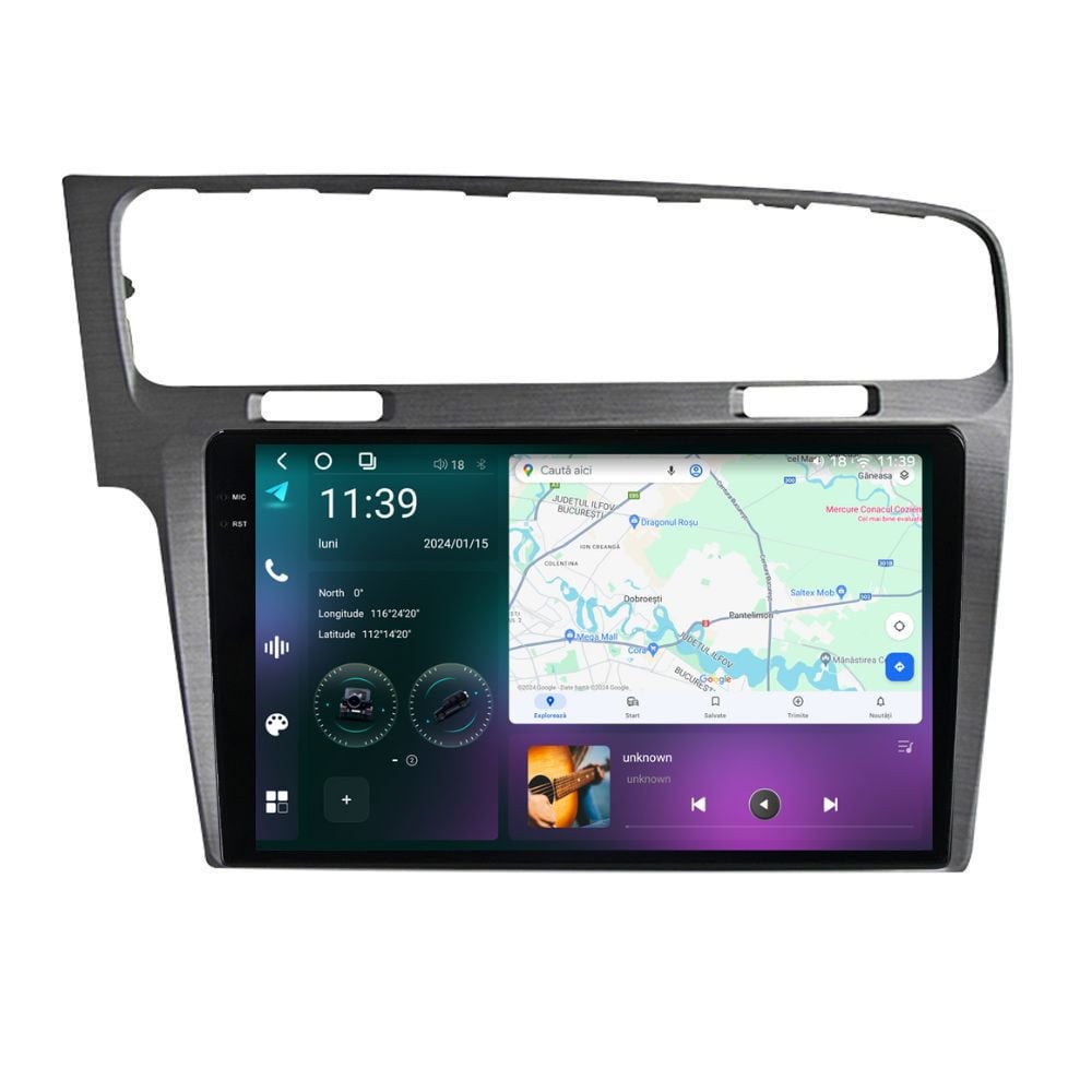 Navigatie dedicata cu Android VW Golf VII 2012 - 2019, argintiu, 12GB RAM, Radio GPS Dual Zone, Display 2K QLED 10.36