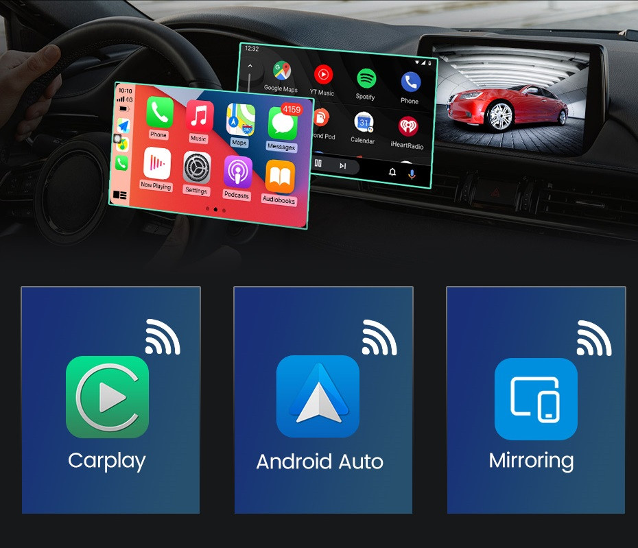 Interfata universala AI Box Android Auto si Apple CarPlay wireless Plug & Play, 4 GB RAM, Internet Wi-Fi si slot SIM 4G, Bluetooth, MirrorLink - 3 | YEO