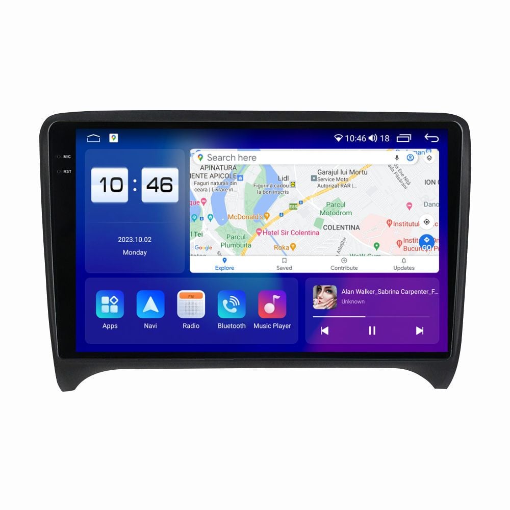 Navigatie dedicata cu Android Audi TT 2006 - 2015, 8GB RAM, Radio GPS Dual Zone, Display 2K QLED 9.5