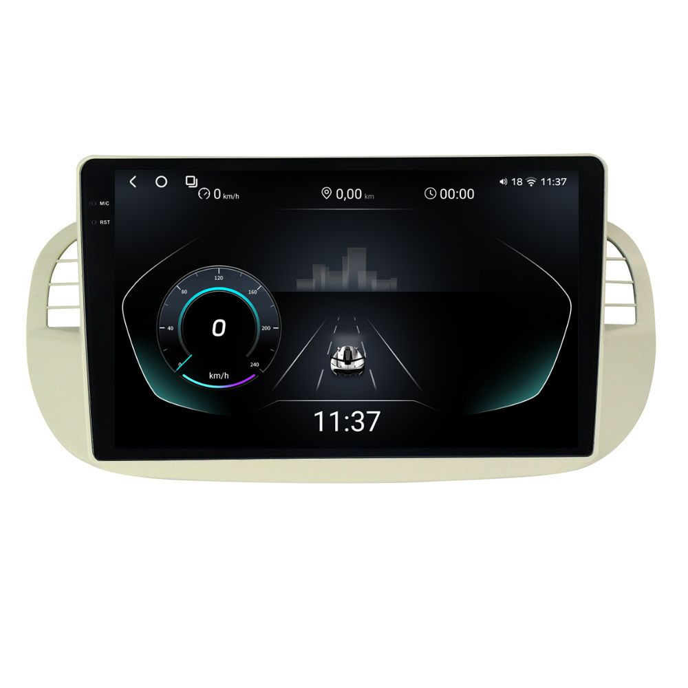 Navigatie dedicata cu Android Fiat 500 2007 - 2015, gri, 12GB RAM, Radio GPS Dual Zone, Display 2K QLED 9.5