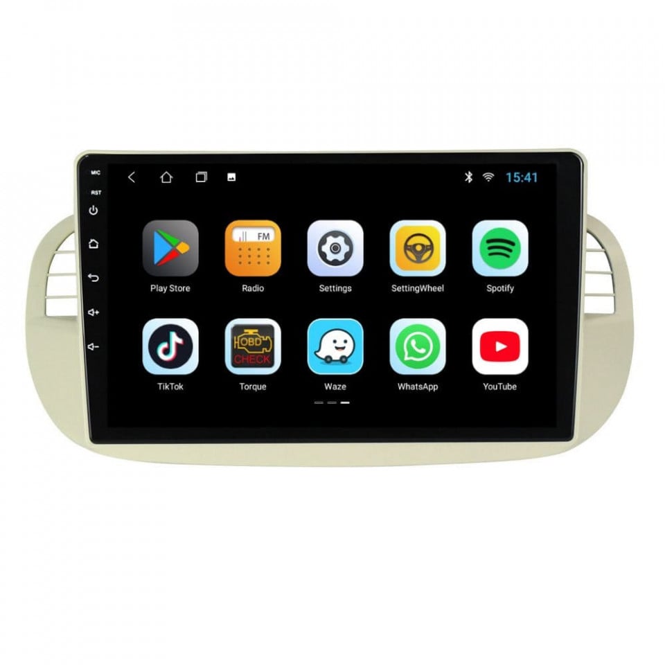 Navigatie dedicata cu Android Fiat 500 2007 - 2015, gri, 2GB RAM, Radio GPS Dual Zone, Display HD IPS 9