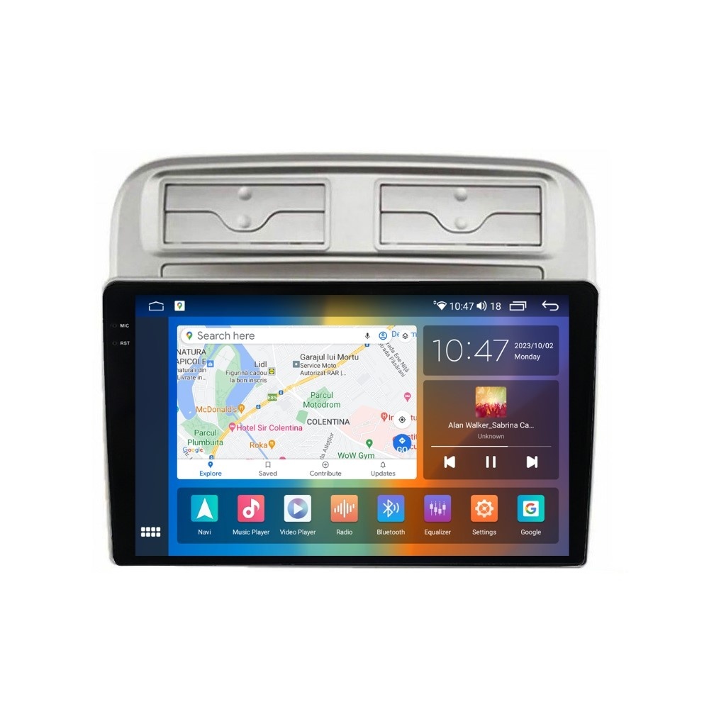 Navigatie dedicata cu Android Fiat Punto 199 / Grande Punto 2005 - 2010, 8GB RAM, Radio GPS Dual Zone, Display 2K QLED 9.5