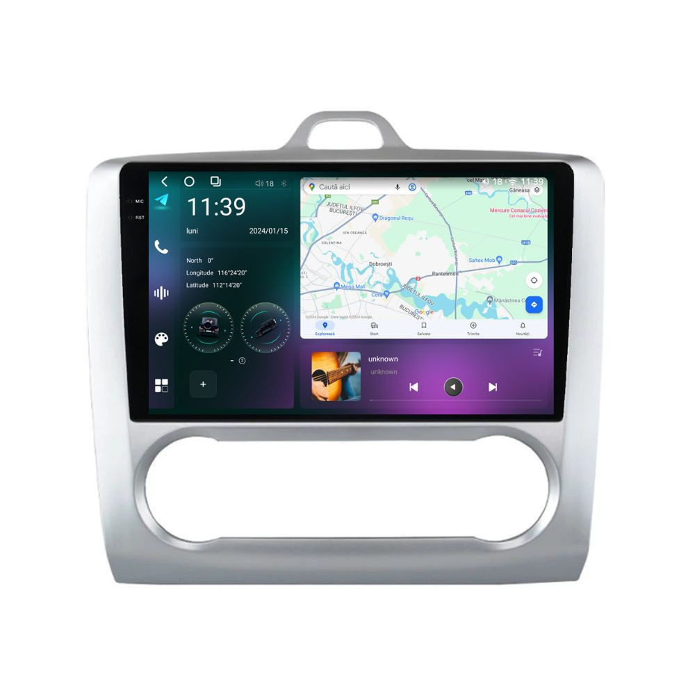 Navigatie dedicata cu Android Ford Focus II 2004 - 2011, clima automata, 12GB RAM, Radio GPS Dual Zone, Display 2K QLED 9.5