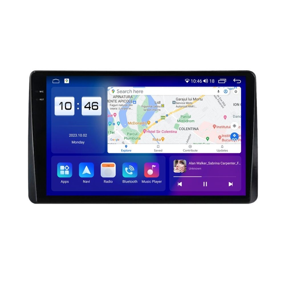 Navigatie dedicata cu Android Ford Transit / Tourneo Courier 2014 - 2023 fara ecran din fabrica, 8GB RAM, Radio GPS Dual Zone, Display 2K QLED 9.5