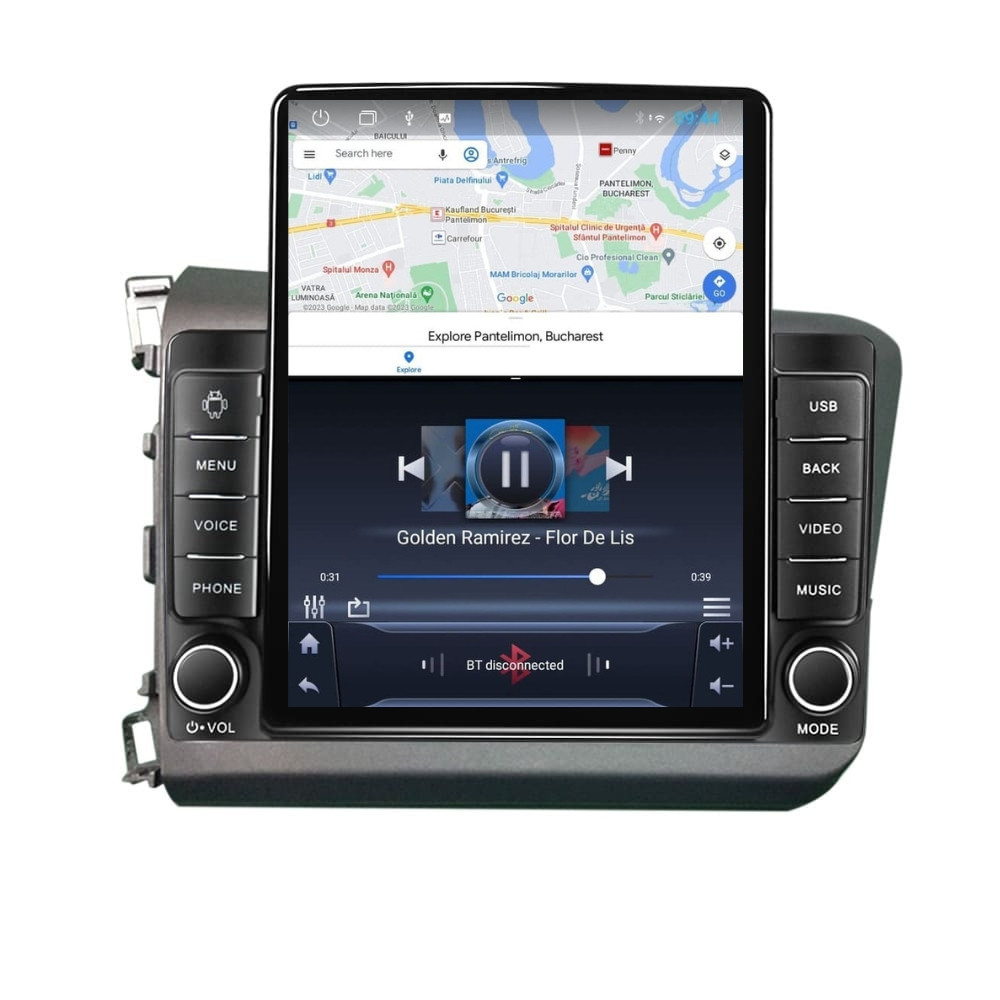 Navigatie dedicata cu Android Honda Civic IX Sedan 2011 - 2015, 2GB RAM, Radio GPS Dual Zone, Touchscreen IPS 9.7