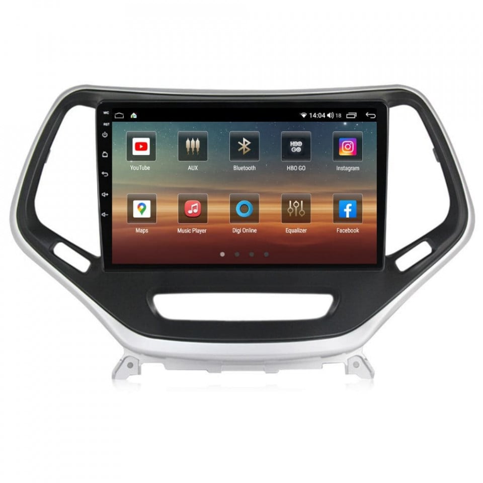 Navigatie dedicata cu Android Jeep Cherokee V 2014 - 2019, 8GB RAM, Radio GPS Dual Zone, Display HD QLED 10