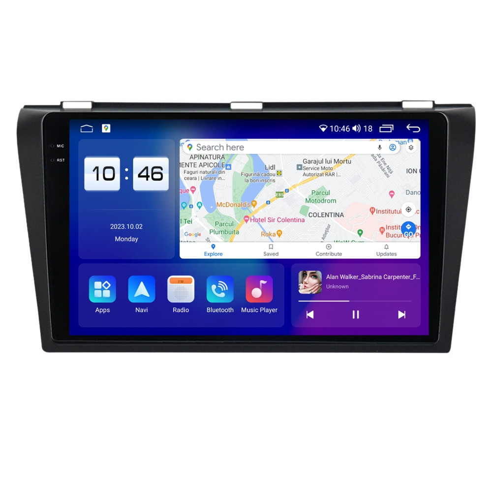 Navigatie dedicata cu Android Mazda 3 2003 - 2009, 4GB RAM, Radio GPS Dual Zone, Display 2K QLED 9.5