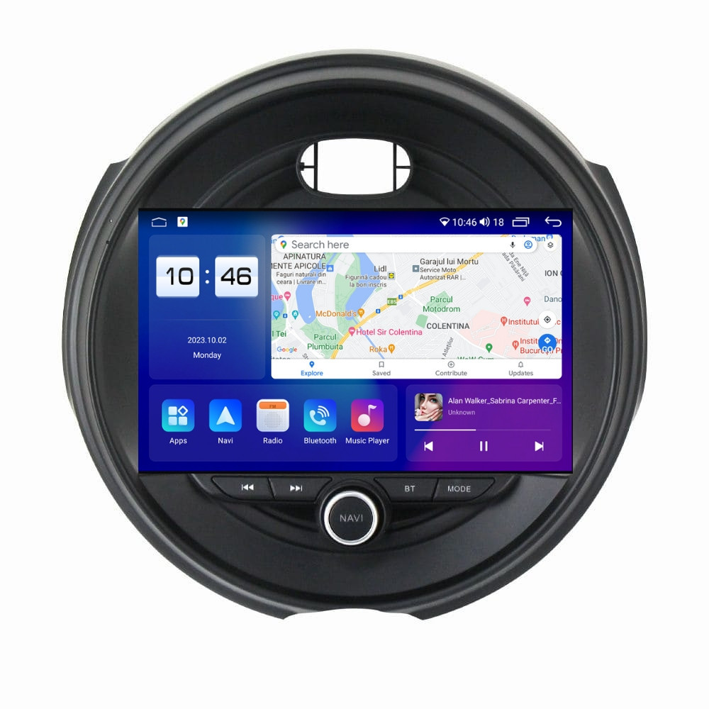 Navigatie dedicata cu Android Mini Cooper / One (F55, F56, F57) 2014 - 2020, 8GB RAM, Radio GPS Dual Zone, Display 2K QLED 9.5