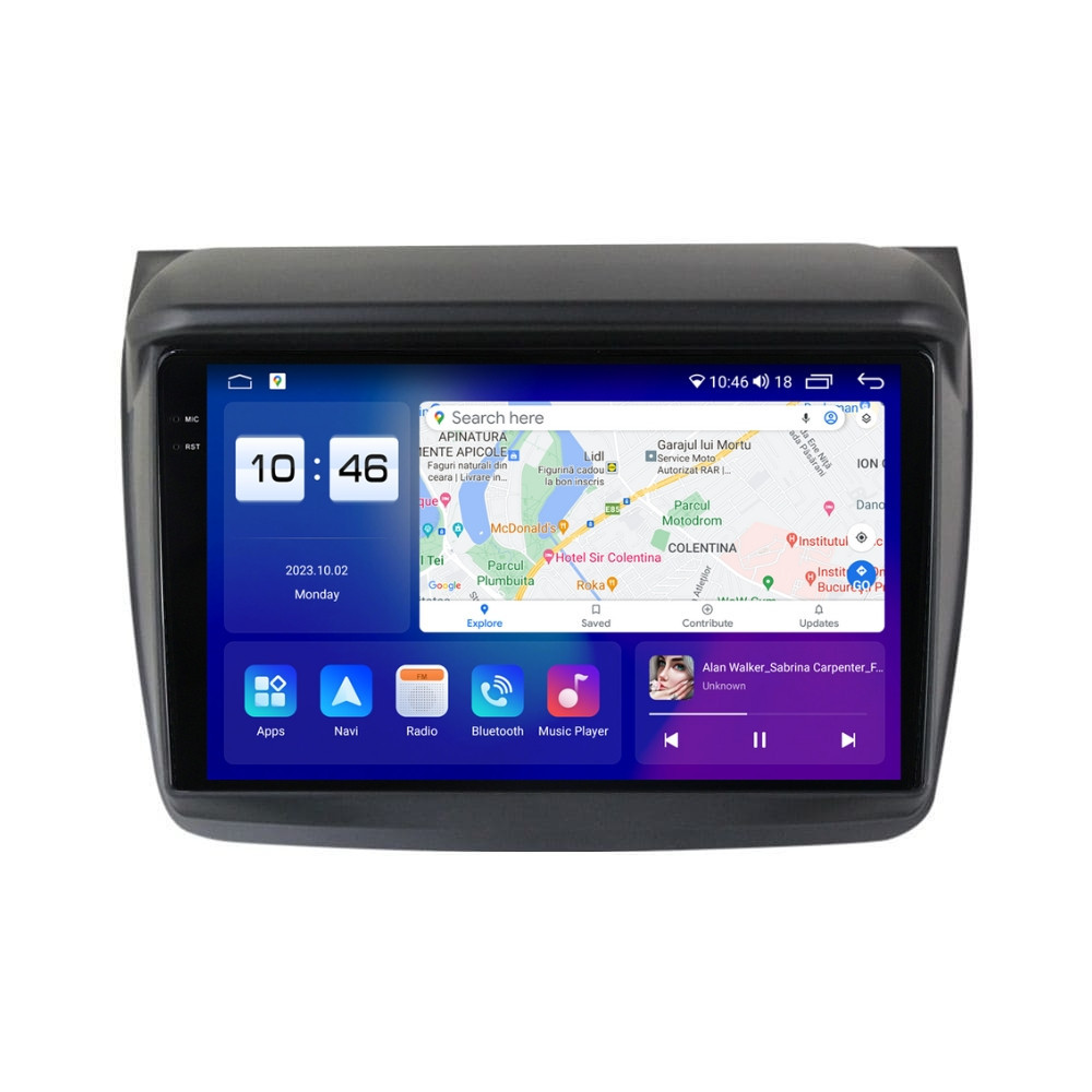 Navigatie dedicata cu Android Mitsubishi L200 2005 - 2015, 4GB RAM, Radio GPS Dual Zone, Display 2K QLED 9.5