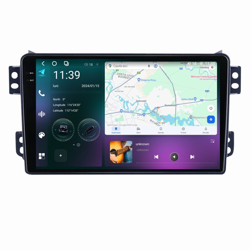 Navigatie dedicata cu Android Opel Agila 2007 - 2014, 12GB RAM, Radio GPS Dual Zone, Display 2K QLED 9.5