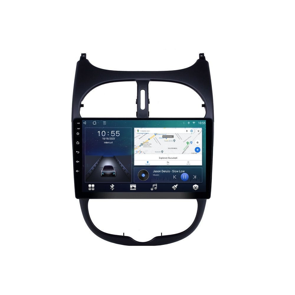 Navigatie dedicata cu Android Peugeot 206 1998 - 2009, 3GB RAM, Radio GPS Dual Zone, Display HD QLED 9