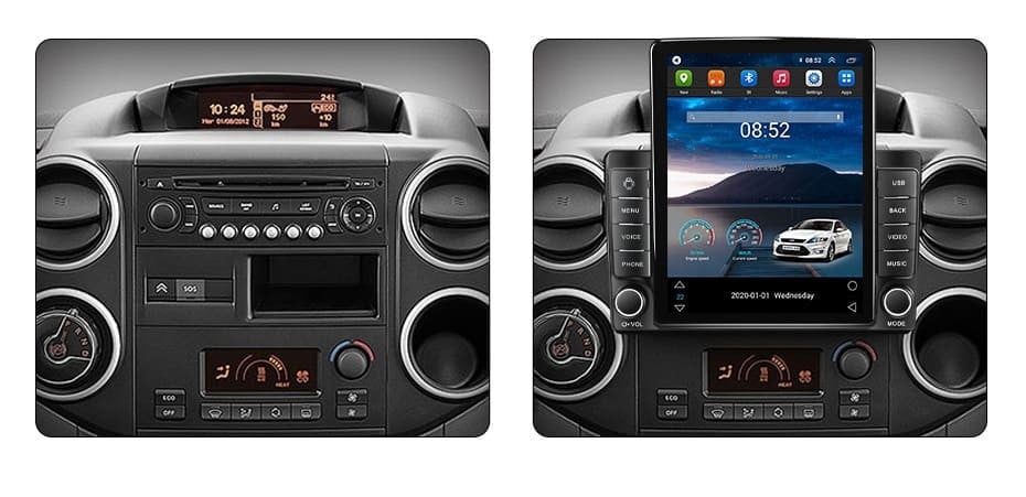 Navigatie dedicata cu Android Peugeot Partner 2008 - 2018, 1GB RAM, Radio GPS Dual Zone, Touchscreen IPS 9.7