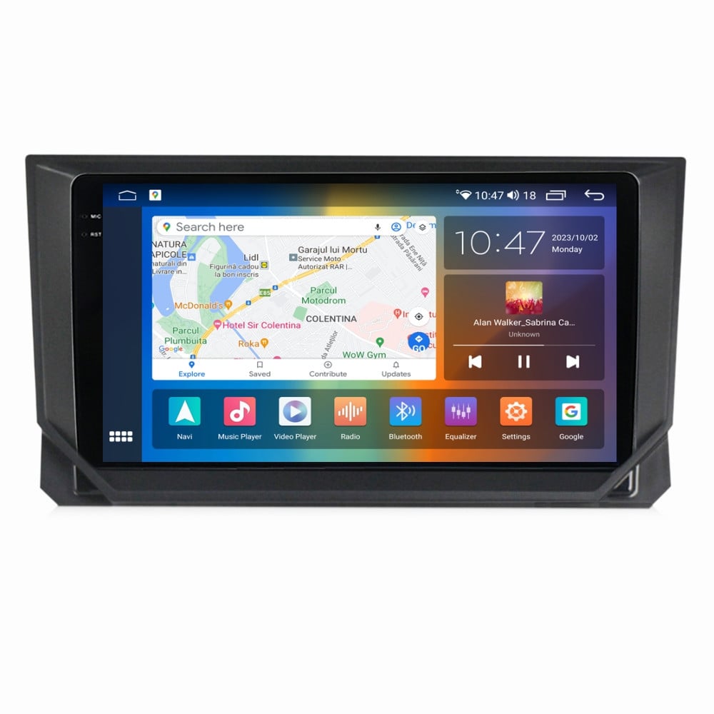 Navigatie dedicata cu Android Seat Arona 2017 - 2021, 4GB RAM, Radio GPS Dual Zone, Display 2K QLED 9.5