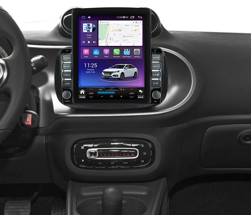 Navigatie dedicata cu Android Smart Fortwo dupa 2014, 8GB RAM, Radio GPS Dual Zone, Touchscreen IPS 9.7