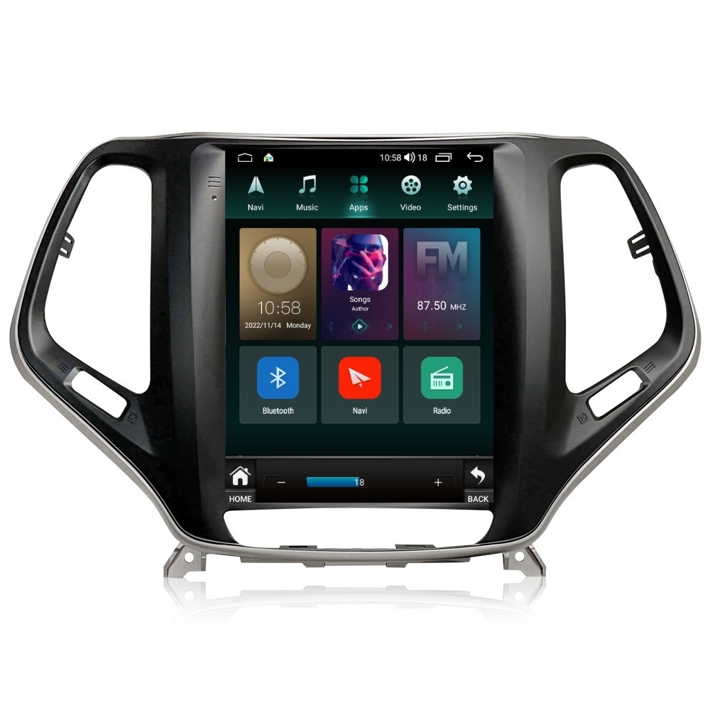 Navigatie dedicata cu Android tip tesla Jeep Cherokee V 2014 - 2019, 8GB RAM, Radio GPS Dual Zone, Touchscreen IPS 9.7