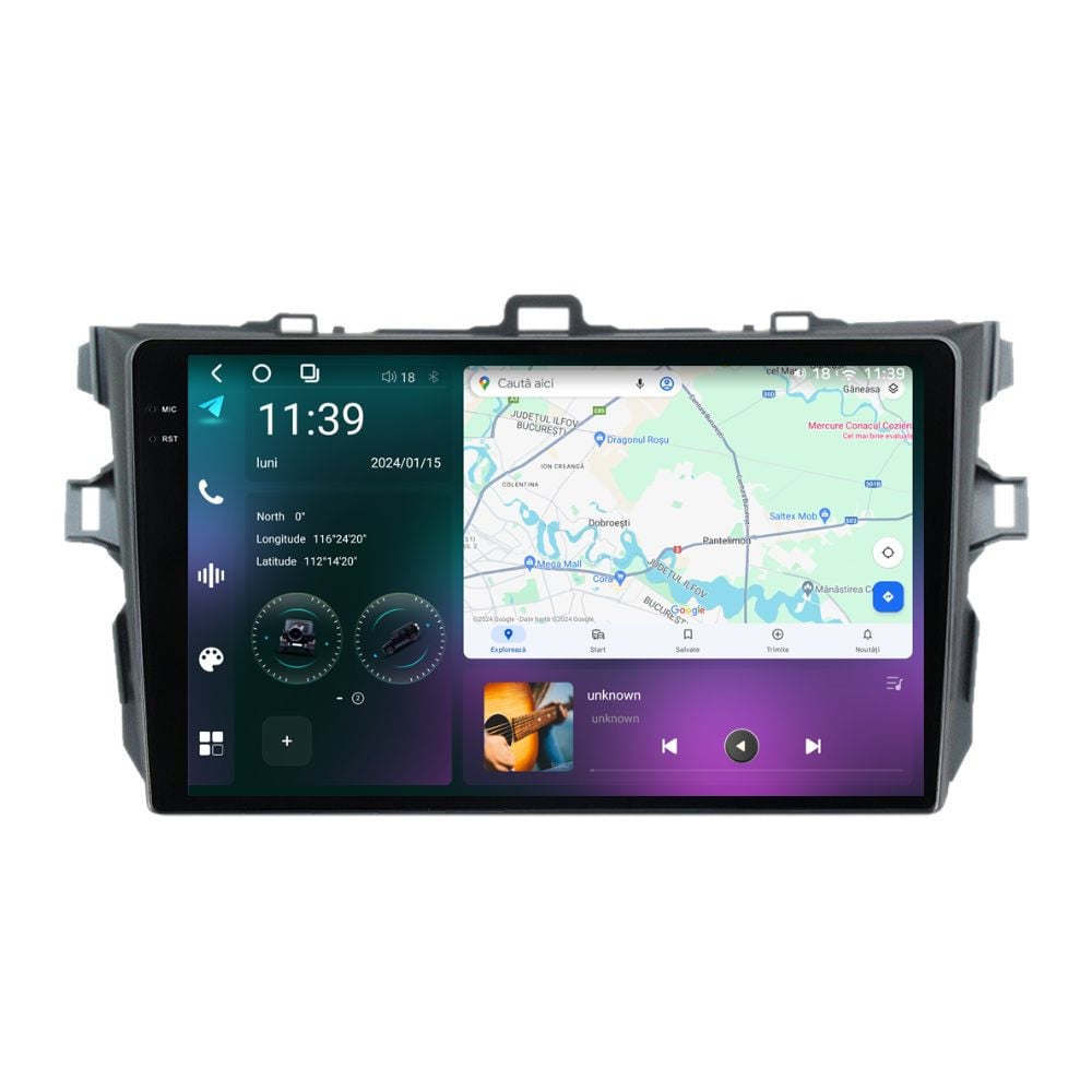 Navigatie dedicata cu Android Toyota Corolla 2007 - 2013, 12GB RAM, Radio GPS Dual Zone, Display 2K QLED 9.5