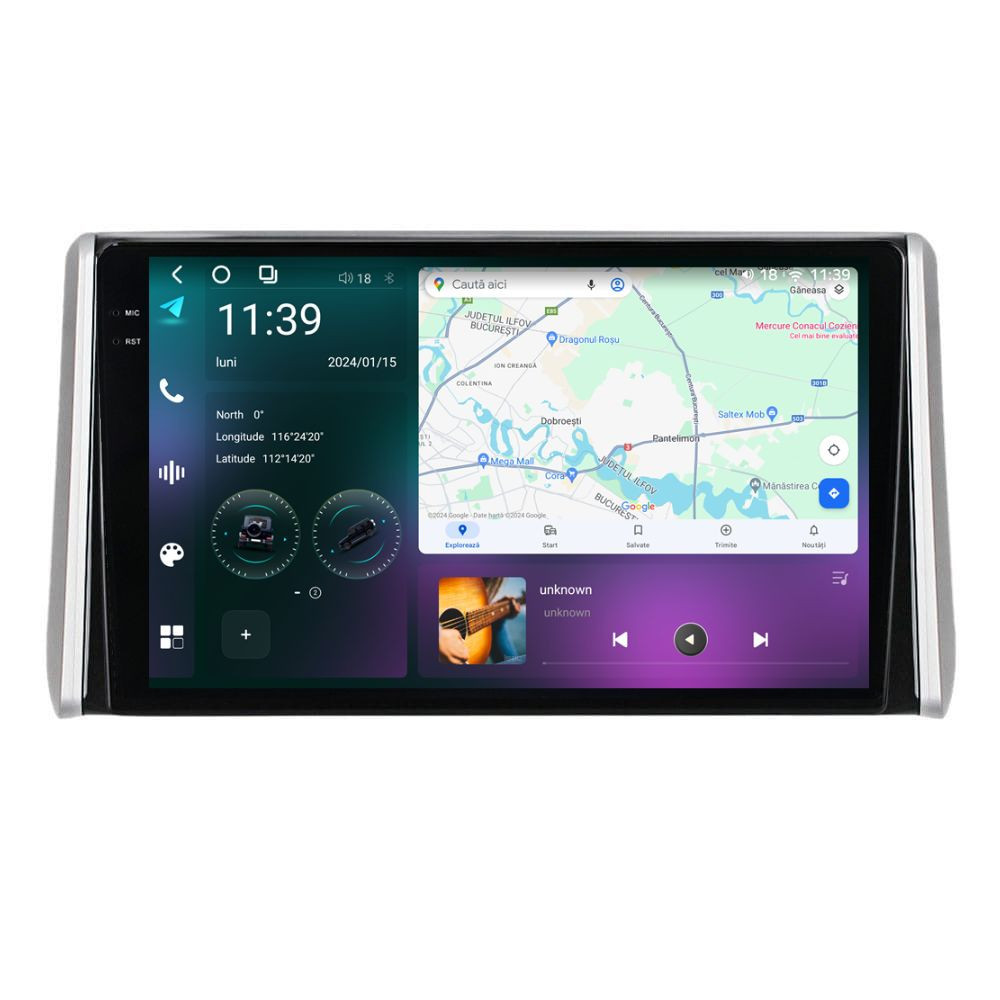 Navigatie dedicata cu Android Toyota Rav4 V dupa 2018, 12GB RAM, Radio GPS Dual Zone, Display 2K QLED 10.36