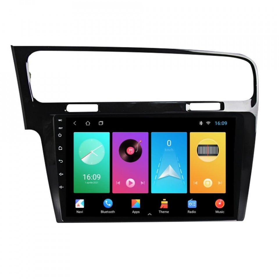 Navigatie dedicata cu Android VW Golf VII 2012 - 2019, negru, 1GB RAM, Radio GPS Dual Zone, Display HD IPS 10