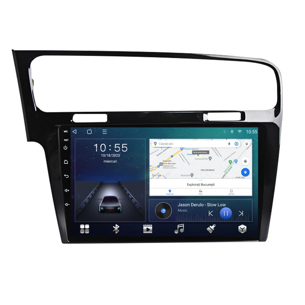 Navigatie dedicata cu Android VW Golf VII 2012 - 2019, negru, 2GB RAM, Radio GPS Dual Zone, Display HD QLED 10