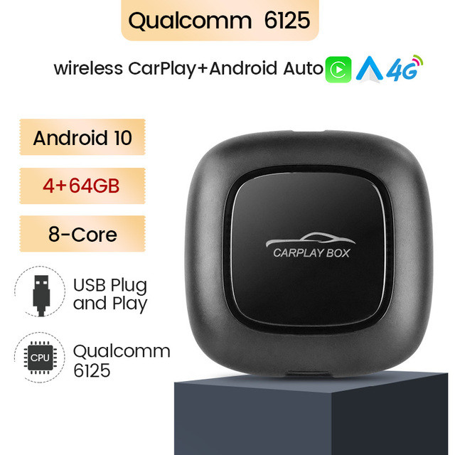 Interfata universala AI Box Android Auto si Apple CarPlay wireless Plug & Play, 4 GB RAM, Internet Wi-Fi si slot SIM 4G, Bluetooth, MirrorLink - 1 | YEO