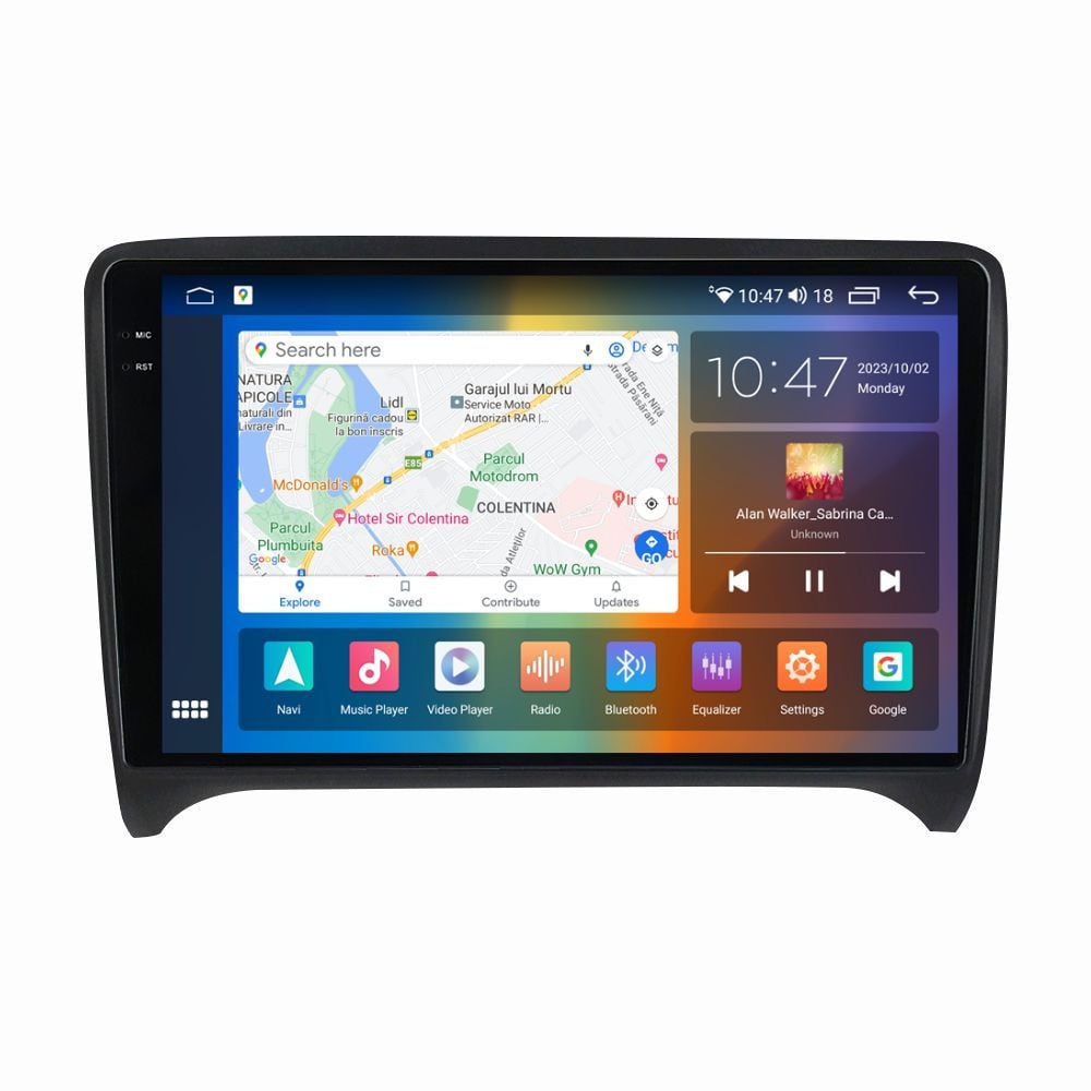 Navigatie dedicata cu Android Audi TT 2006 - 2015, 8GB RAM, Radio GPS Dual Zone, Display 2K QLED 9.5