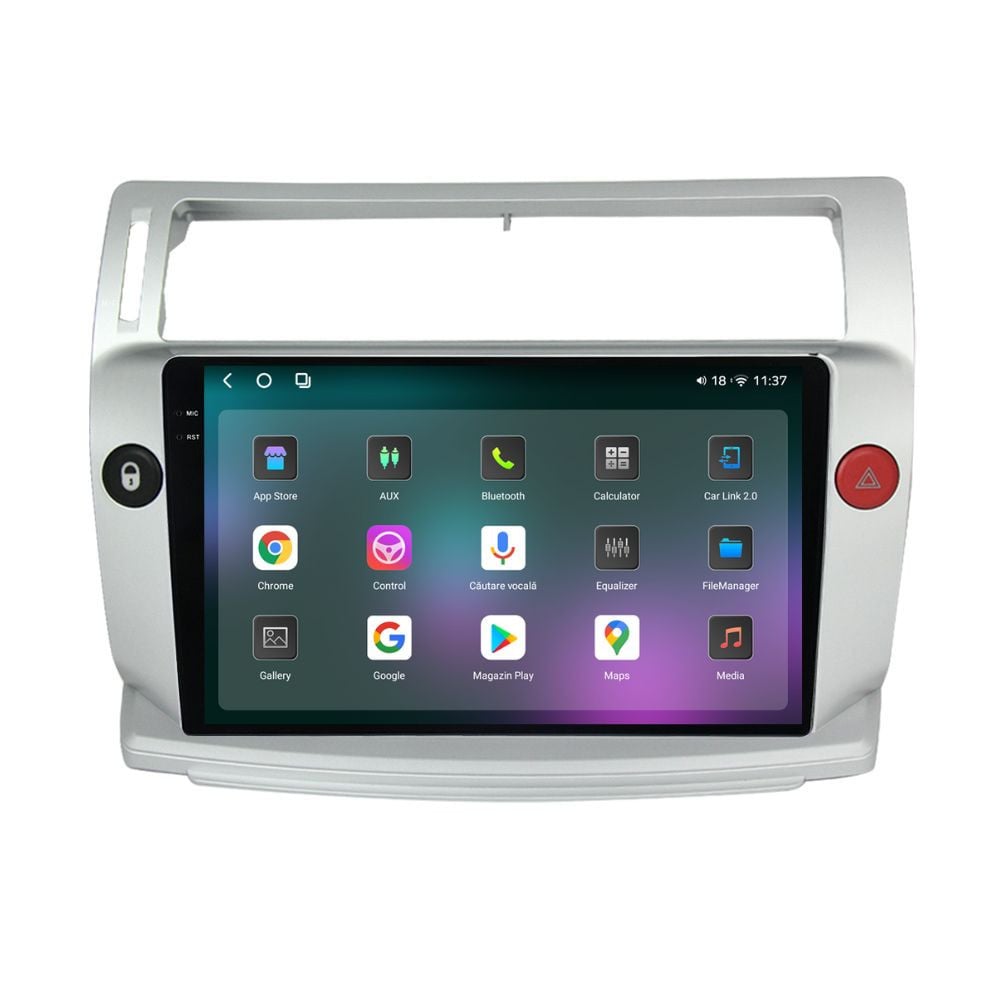 Navigatie dedicata cu Android Citroen C4 I 2004 - 2009, 12GB RAM, Radio GPS Dual Zone, Display 2K QLED 9.5