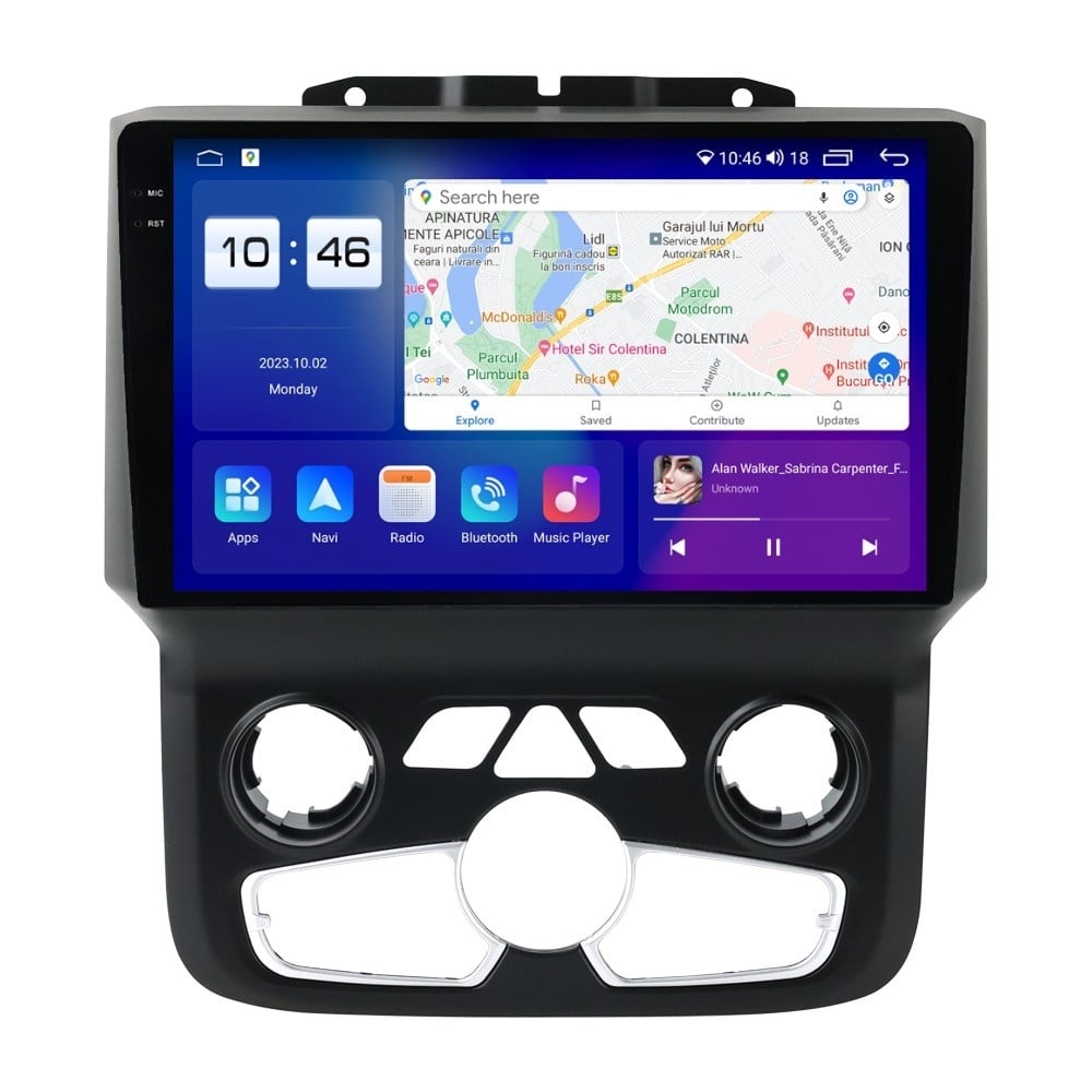 Navigatie dedicata cu Android Dodge RAM 2013 - 2018, clima automata, 8GB RAM, Radio GPS Dual Zone, Display 2K QLED 9.5