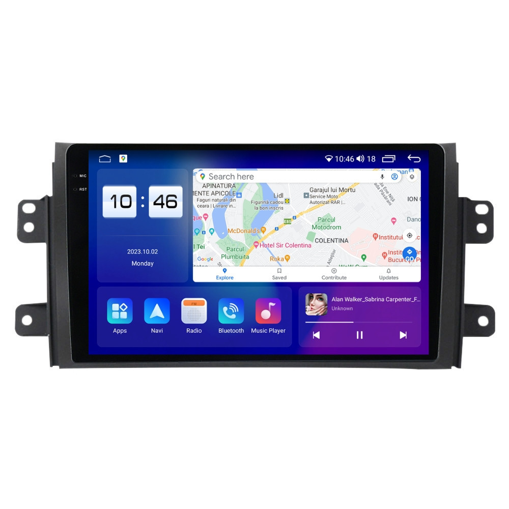 Navigatie dedicata cu Android Fiat Sedici 2006 - 2015, 4GB RAM, Radio GPS Dual Zone, Display 2K QLED 9.5