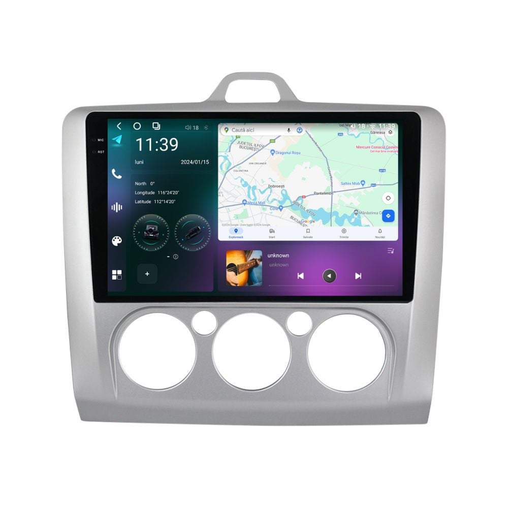 Navigatie dedicata cu Android Ford Focus II 2004 - 2011, clima manuala, 12GB RAM, Radio GPS Dual Zone, Display 2K QLED 9.5