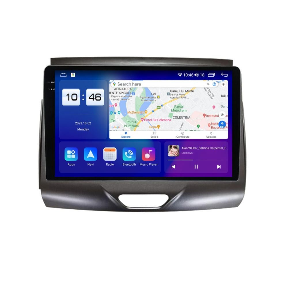 Navigatie dedicata cu Android Ford Ranger dupa 2015 cu navigatie originala, 8GB RAM, Radio GPS Dual Zone, Display 2K QLED 9.5