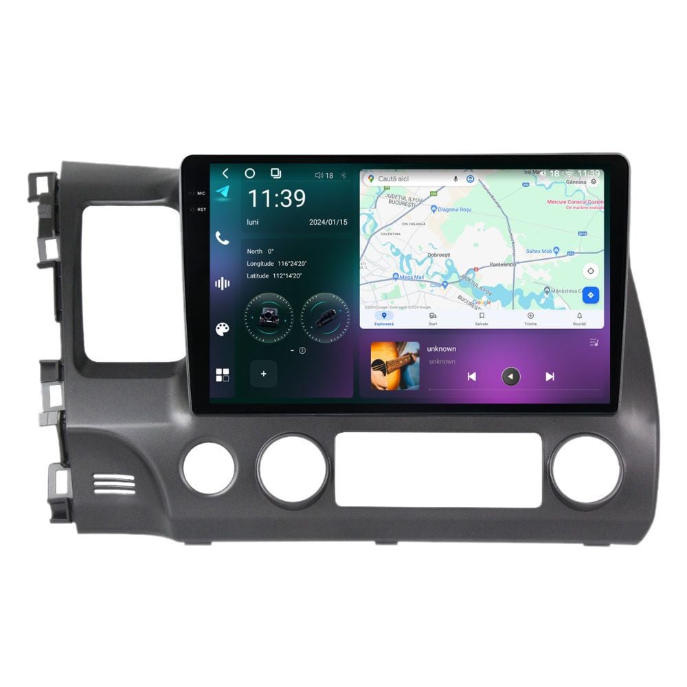 Navigatie dedicata cu Android Honda Civic VIII Sedan 2006 - 2011, 12GB RAM, Radio GPS Dual Zone, Display 2K QLED 10.36